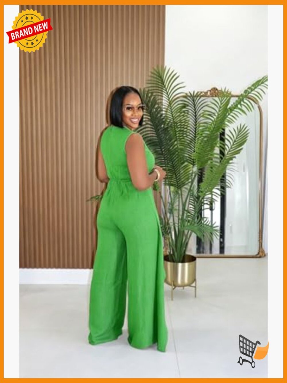 Womens Casual V-Neck Sleeveless Tie Waist Wide Leg Romper Jumpsuit - Picture 3 of 7